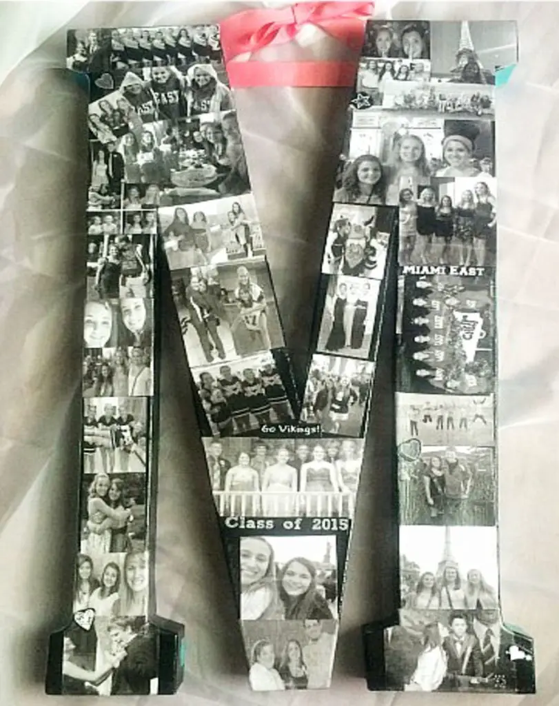 DIY Photo Letter Collage of College or High School Pictures - Make a GREAT homemade graduation gift!