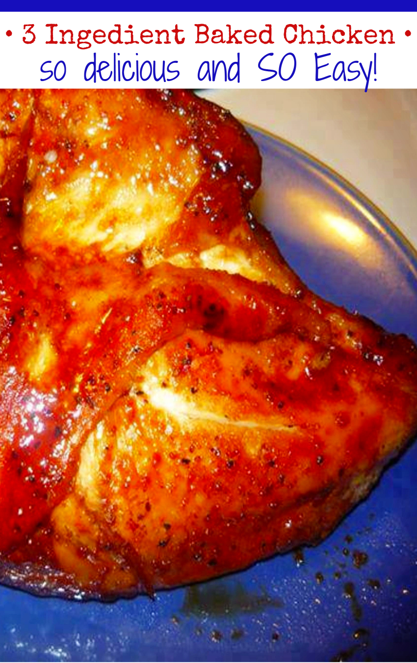 Best Easy Recipes with Few Ingredients - Super Easy THREE - yes, 3 ingredient Baked Chicken.  So good and so easy!