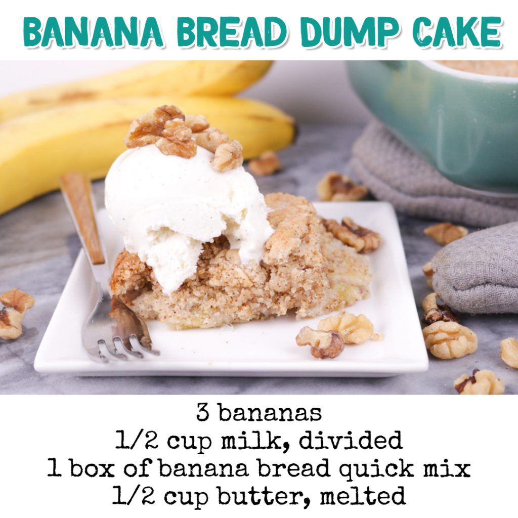 Dump Cake Recipes - Banana Bread Dump Cake Recipe #dumpcakerecipes #easydesserts #easyrecipes #dessertrecipes