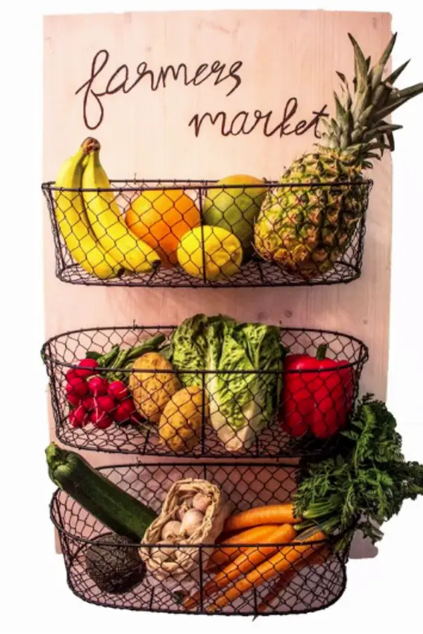 Kitchen baskets for storage - hanging kitchen fruit baskets for fruits and vegetables storage DIY ideas
