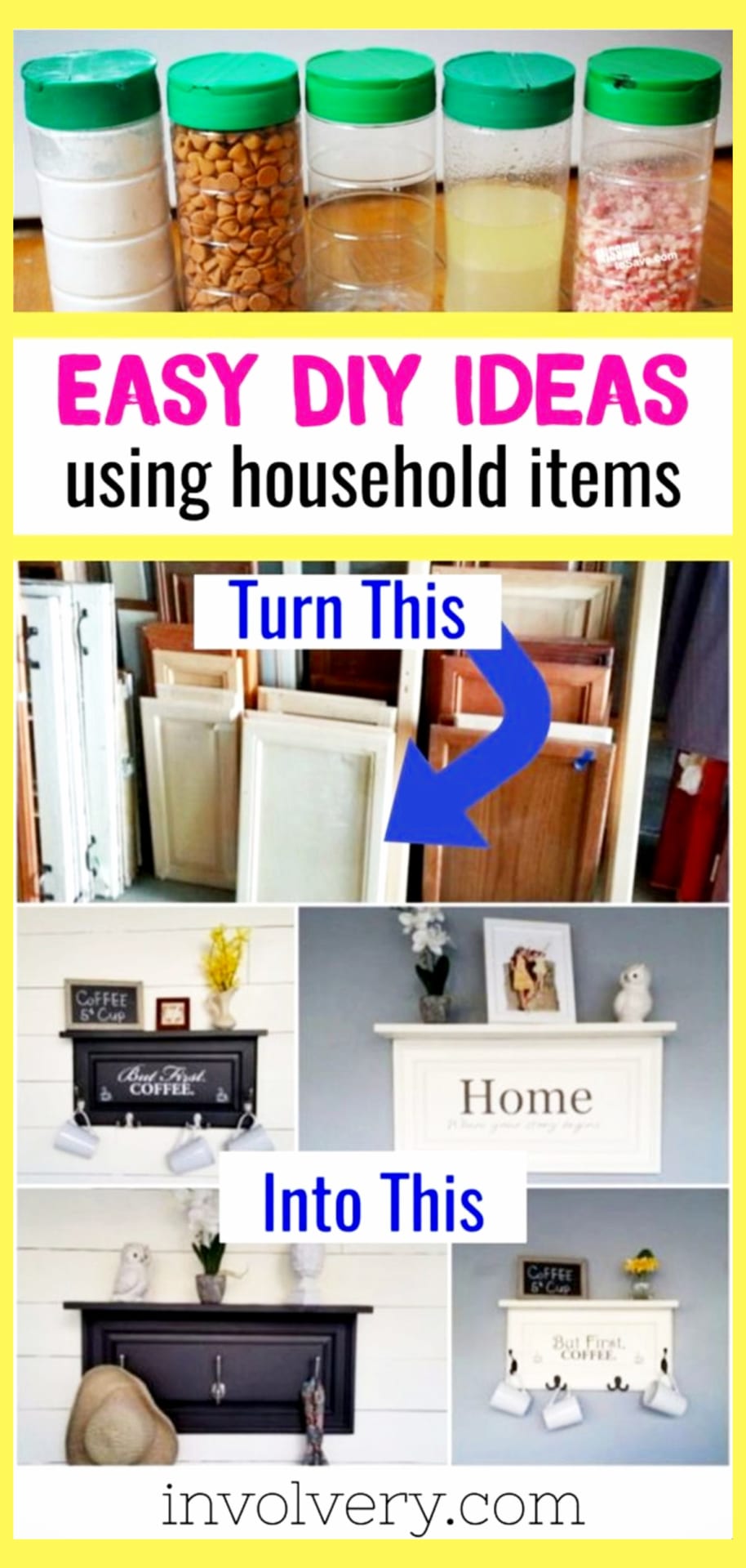 Upcycle crafts and easy DIY decor with household items. Easy DIY that you can do at home - easy DIY that looks hard but is EASY. Repurpose, reuse and recycle in creative ways - awesome and creative reuse ideas upcycling projects and repurposed furniture and home decor projects to make or sell.   Repurposed items before and after ideas for decorating, for yard, for your home and more unique upcycling repurposed items for decorating on a budget