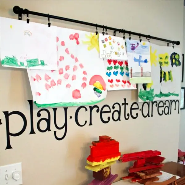 Kids artwork display ideas - hanging kids artwork ideas