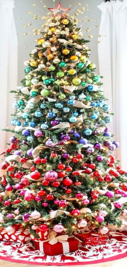 Color Coded Christmas Tree Decorating Ideas 488x1024 
