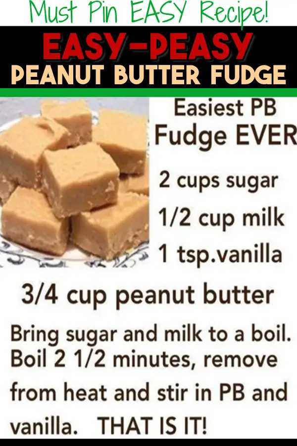 EASY Christmas dessert recipes (this easy Christmas fudge is one of our Top 10 Christmas desserts - perfect for a Christmas party, open house or get together Holiday gathering... or as homemade gifts for your neighbors, friends, co-workers etc).  This EASY peanut butter fudge recipe is SO good and only takes minutes to make.  4 Ingredients in this creamy peanut butter fudge.  EASY Christmas fudge with a simple 4 ingredient recipe.