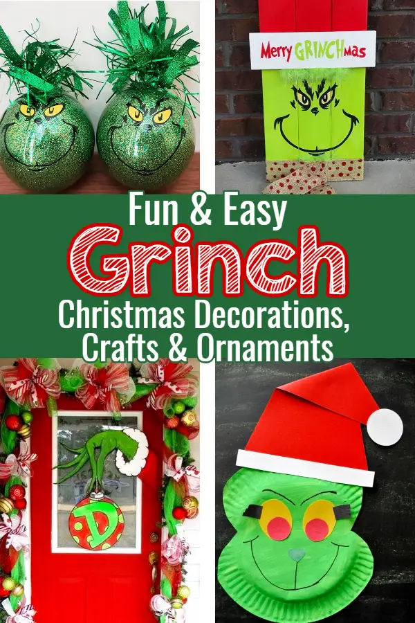 EASY handmade Grinch Christmas ornaments, decorations and craft projects for kids to make
