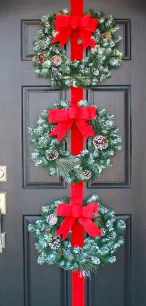 Triple Wreath for Christmas front door