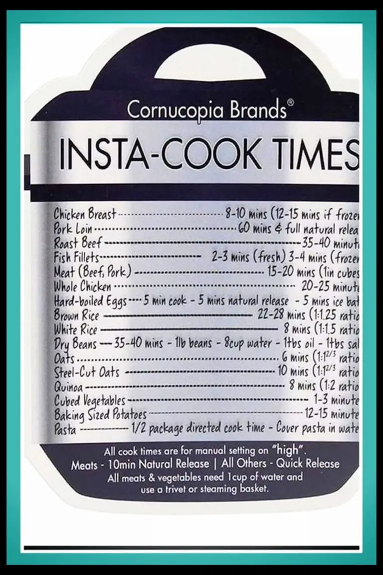 Instant Pot Cook Time Cheat SheetsFREE Charts For ALL Foods