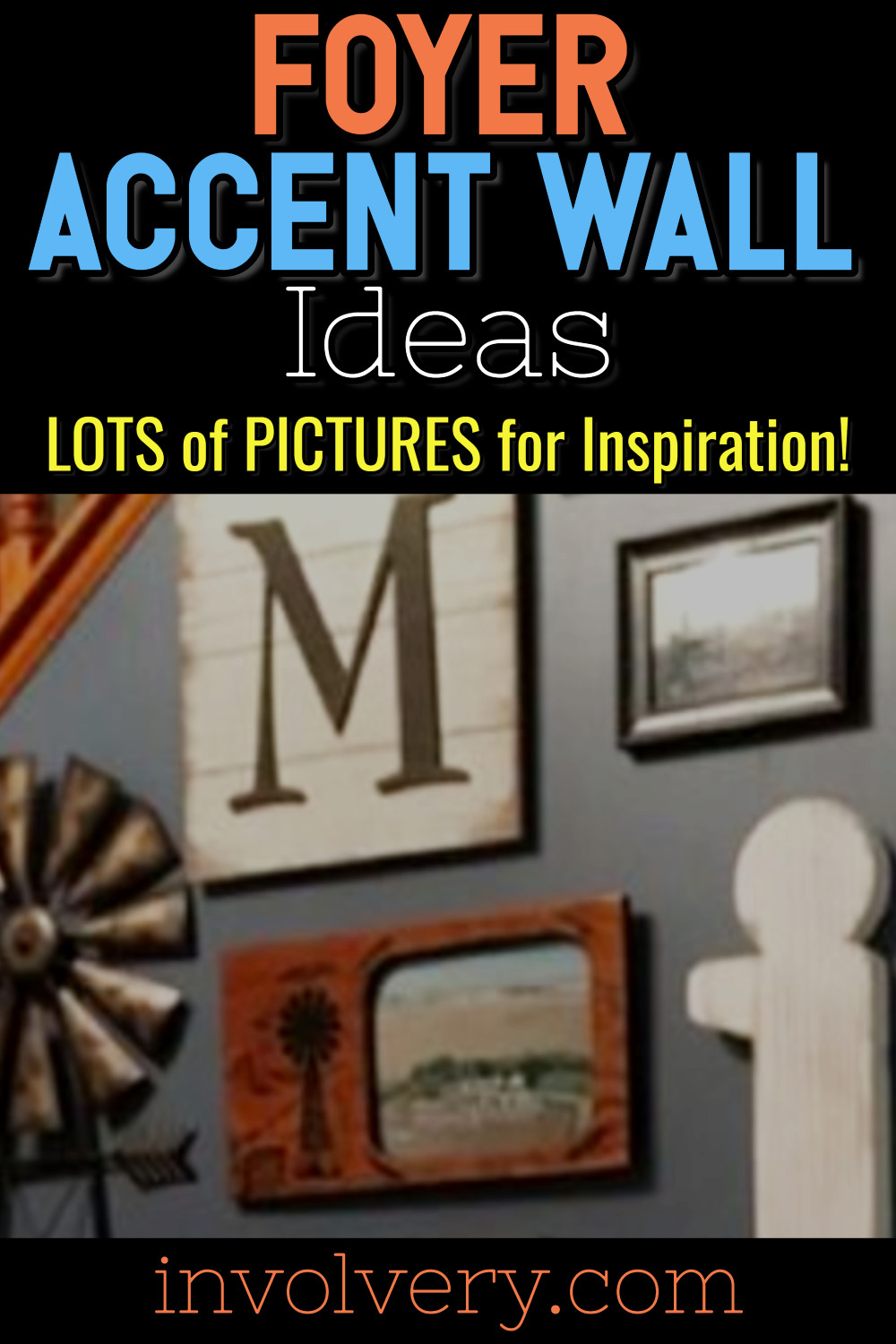 Foyer Accent Wall Ideas - Easy DIY decorating ideas for entry hall wall PICTURES and foyer decor inspiration to copy!  There's even photo wall ideas without frames for your entryway wall and staircase accent wall ideas.  All these foyer wall decor ideas are GORGEOUS and easy home decor ideas to dress up the entryway in your home. I really love the welcome wall decor for small foyers - so pretty!
