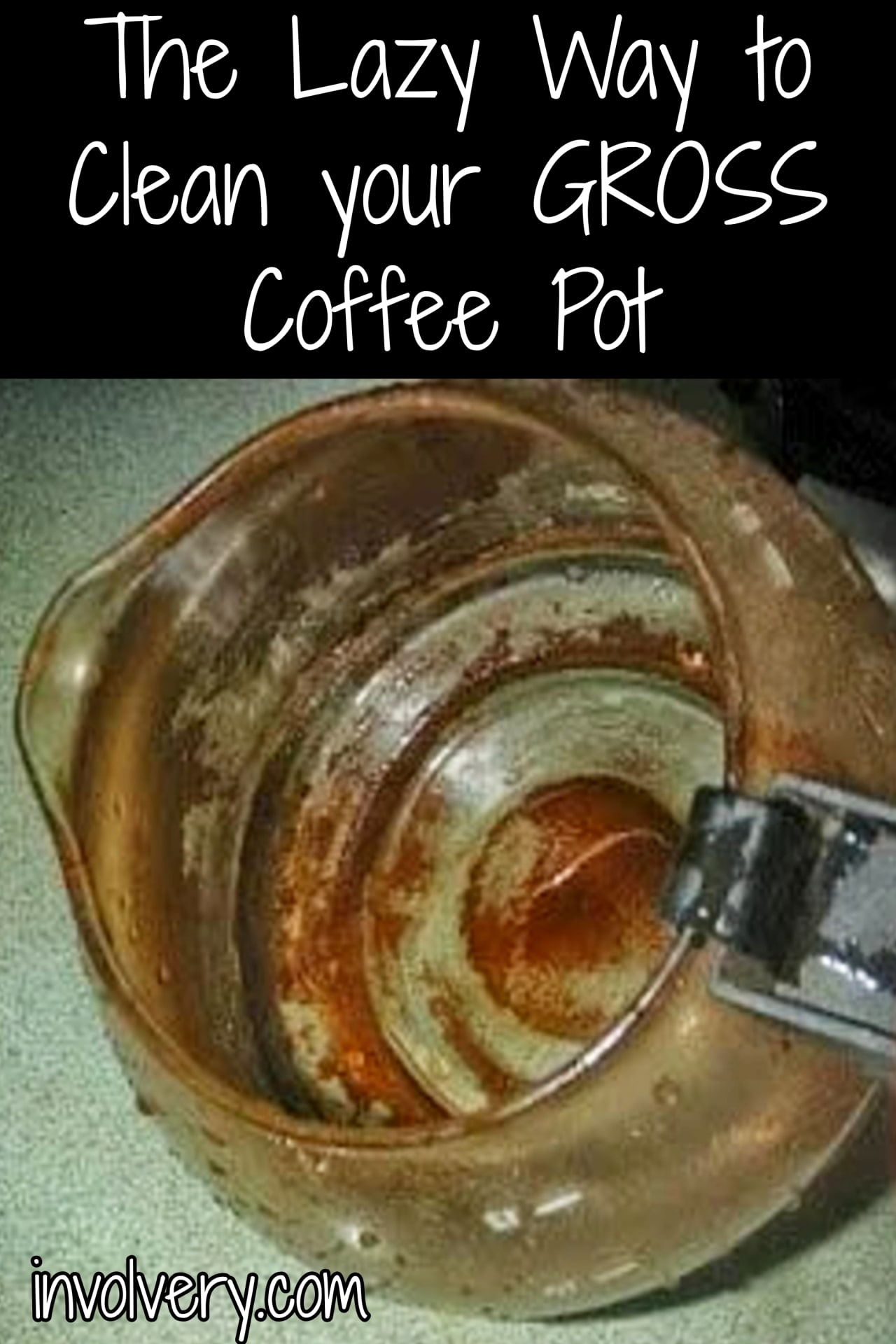 kitchen cleaning hacks - Lazy cleaning hacks for your kitchen - how to easily clean your gross coffee pot the LAZY way