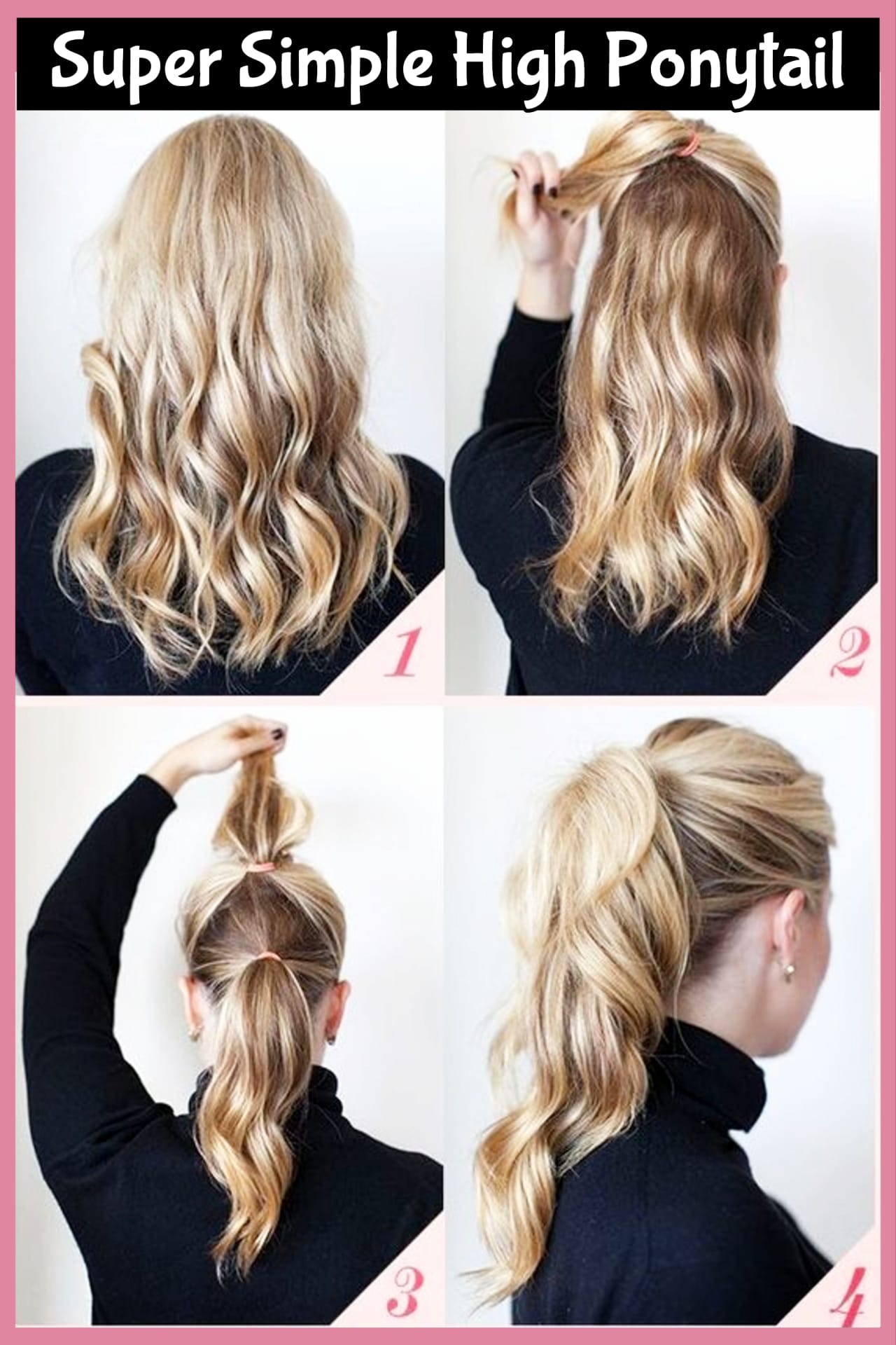 Lazy hairstyles - super simple high poofy ponytail hairstyle tutorials