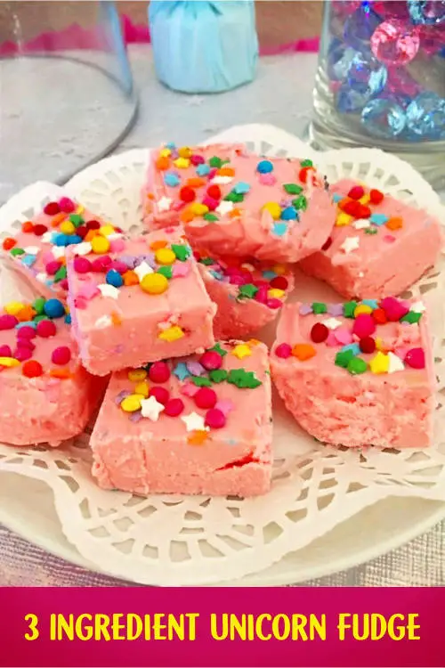 Easy fudge recipes - simple 3 ingredient fudge recipes with and without condensed milk.  These are the BEST fudge recipes and such easy fudge recipes for Christmas - tastes just like my grandma's old fashioned fudge recipe.  Easy pink unicorn fudge recipe for simple Christmas desserts for a Holiday party dessert table or busy day last minute desserts for a crowd on a budget - and YES, these are make ahead desserts too!  Super Simple!