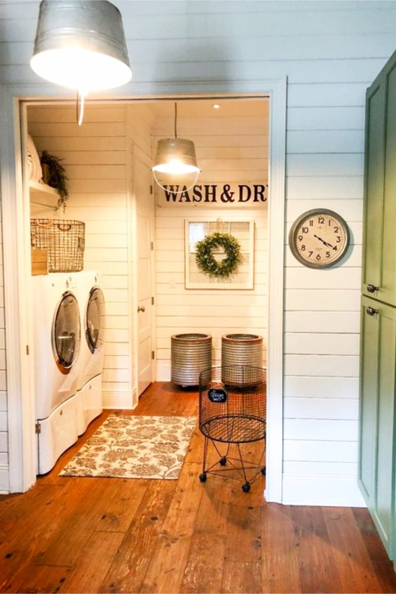 Farmhouse laundry room ideas - small basement laundry room and more Basement Ideas!  Gorgeous DIY finished basement ideas on a budget - partially finished basement ideas and small basement decor ideas for finishing and decorating a basement on a budget