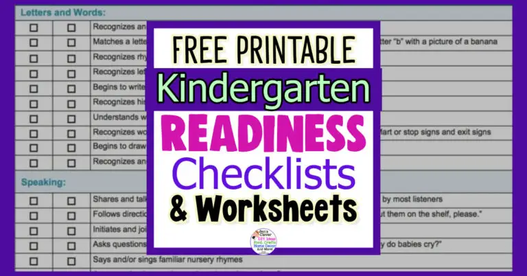Printable Kindergarten Readiness Checklists and Free PDF Worksheets