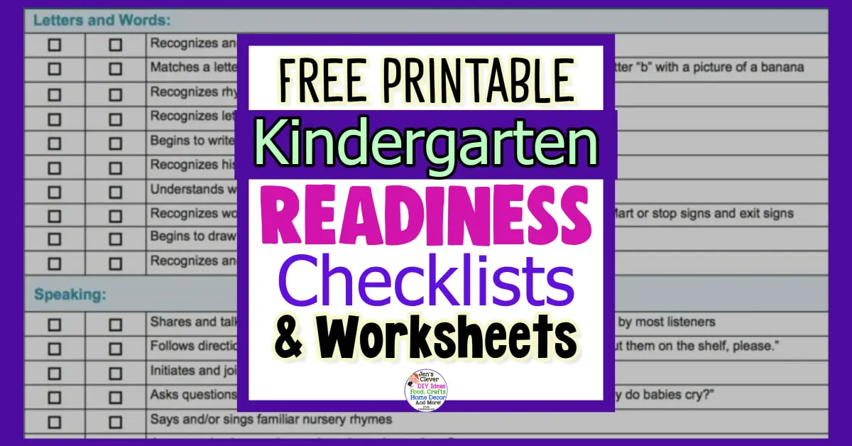 kindergarten readiness checklist printable PDF worksheets-free