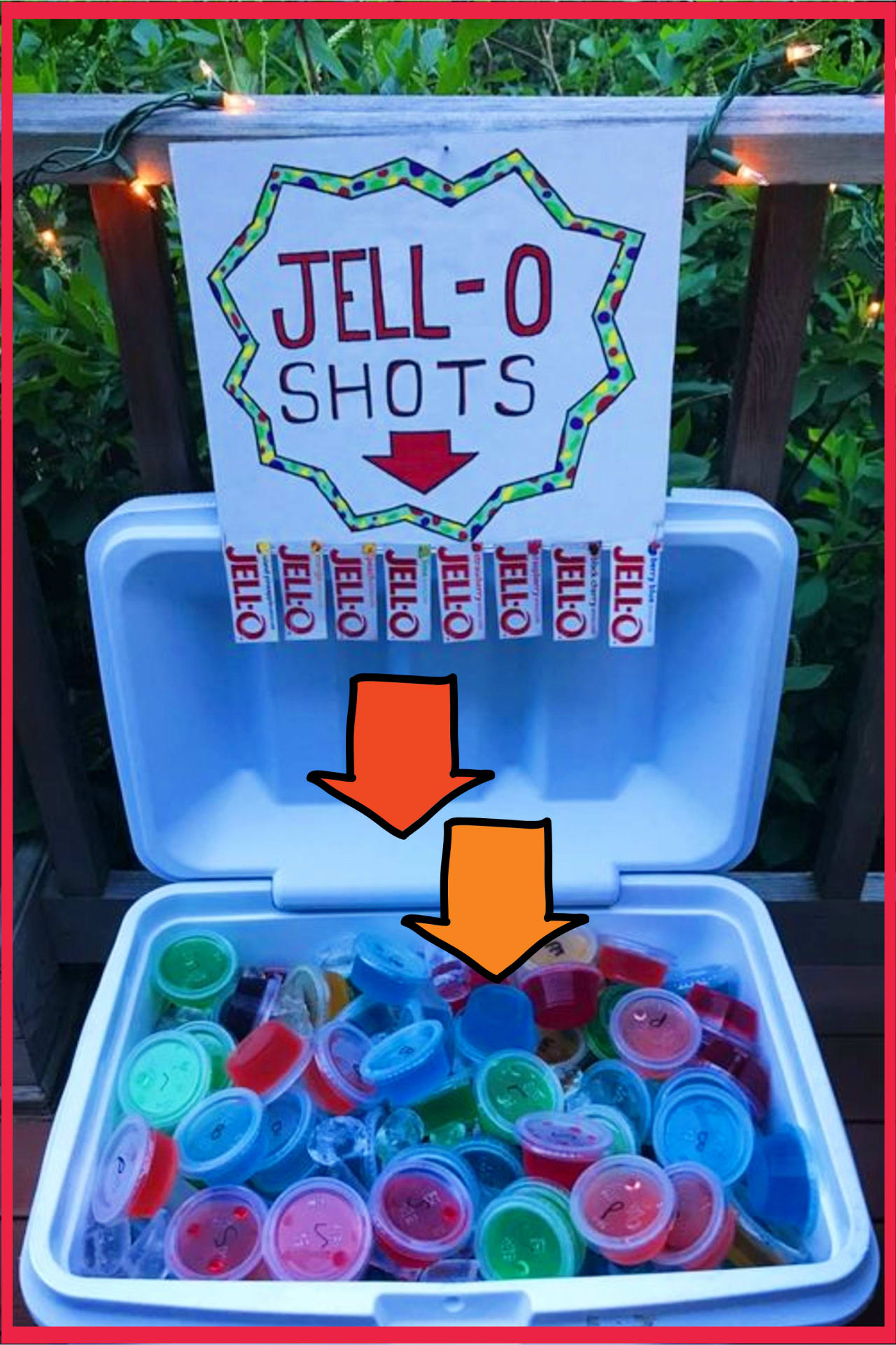 Cookout ideas - outdoor party, BBQ party, beach party (spring break!) Jello shots cooler ideas - summer party ideas