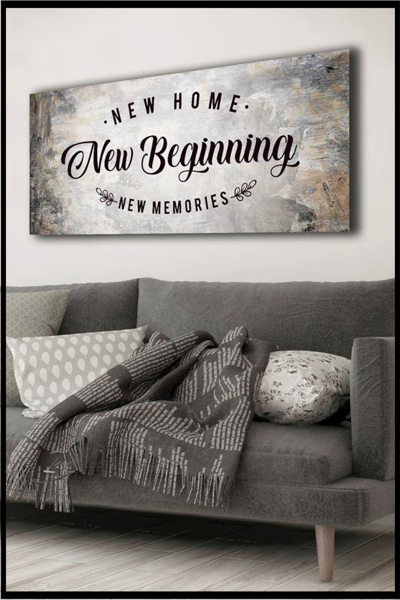 New Home Gift Ideas - Love this rustic pallet wall sign - perfect for a neutral living room!  Lots more Housewarming Gifts For First Time Homeowners in Their First Home - Unique Housewarming Gift Ideas and DIY Housewarming Gifts They'll Love - First Time Home Buyer Gift Basket Ideas on this page!