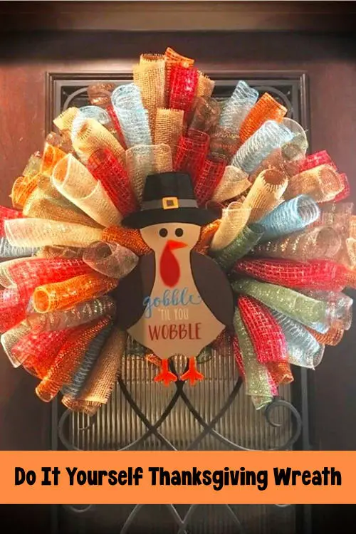 DIY thanksgiving fall wreaths - Cute deco mesh Thanksgiving wreath - one of the cutest Do It Yourself Thanksgiving Wreaths I've seen! These turkey wreaths are super simple and adorable Thanksgiving decorations!  It's an easy DIY Dollar Tree Thanksgiving wreath craft!