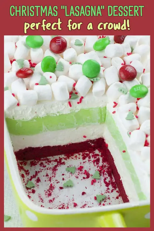 Christmas party desserts recipes - easy dessert recipes for the family - Christmas easy dessert recipes and creative Christmas desserts for a crowd like this Kraft Christmas lasagna dessert.  See more images of desserts for Christmas and easy dessert recipes for Christmas party family gatherings and potlucks.  Fun Christmas desserts recipes and the best Xmas dessert recipes to bring to a party - they're insanely good easy 5 star Christmas dessert recipes-pictures too!