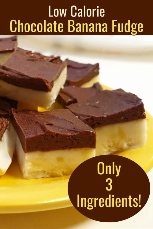 Easy Fudge Recipes - this 3 ingredient chocolate banana fudge recipe only contains bananas, yogurt and cocoa - low calorie so it won't wreck your diet either!  It's a delicious frozen sweet treat that your whole family will love (even if it's healthy!)