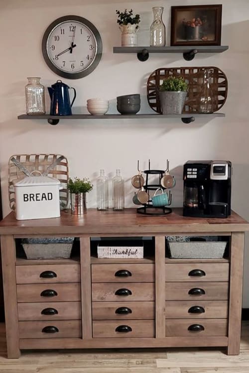 coffee bar ideas with repurposed furniture