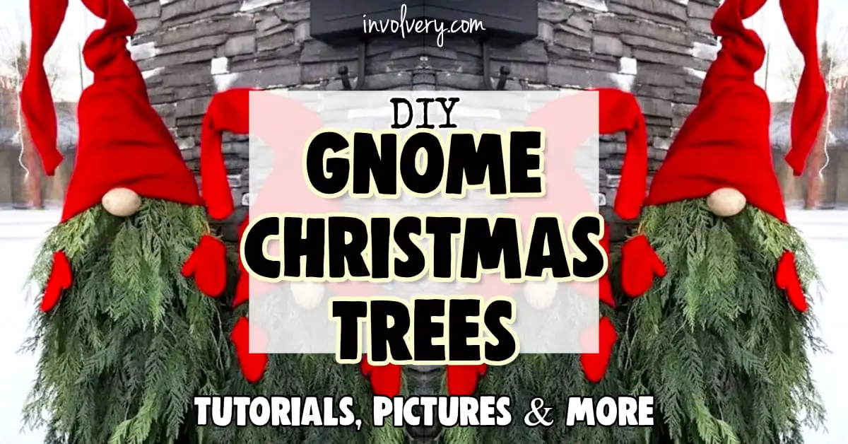 Gnome Trees - how to make pine tree gnomes or gnome christmas trees for indoor or outdoor christmas decorations - make a gnome tree with tree branches, bushes outside and more ideas. Gone tree tutorials to make DIY christmas gnome tree