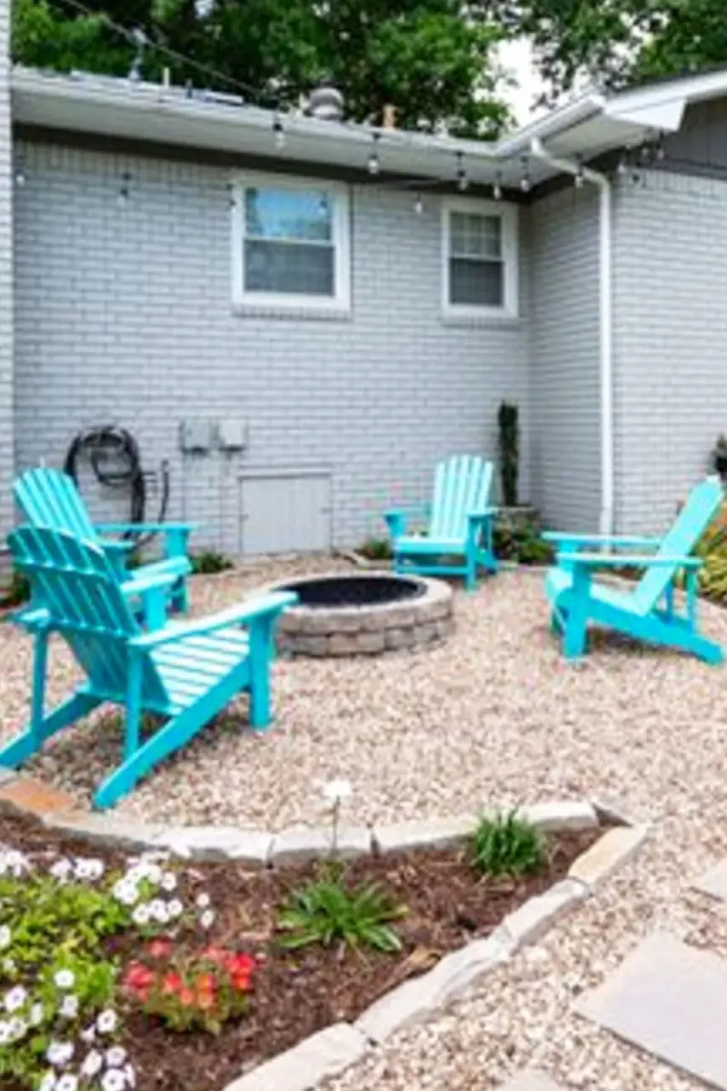 Use bright and bold colored chairs as seats around your firepit for fire pit seating in your backyard