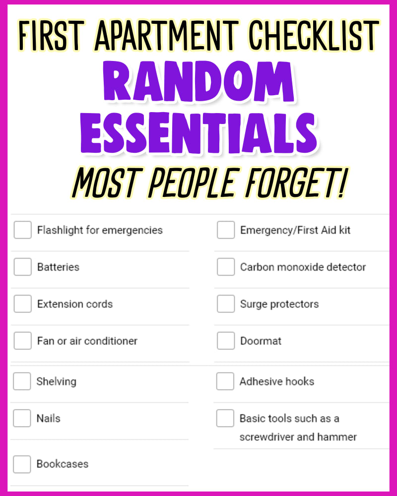 first apartment checklist-esssentials for 1st apartment or college rental that most forget to pack