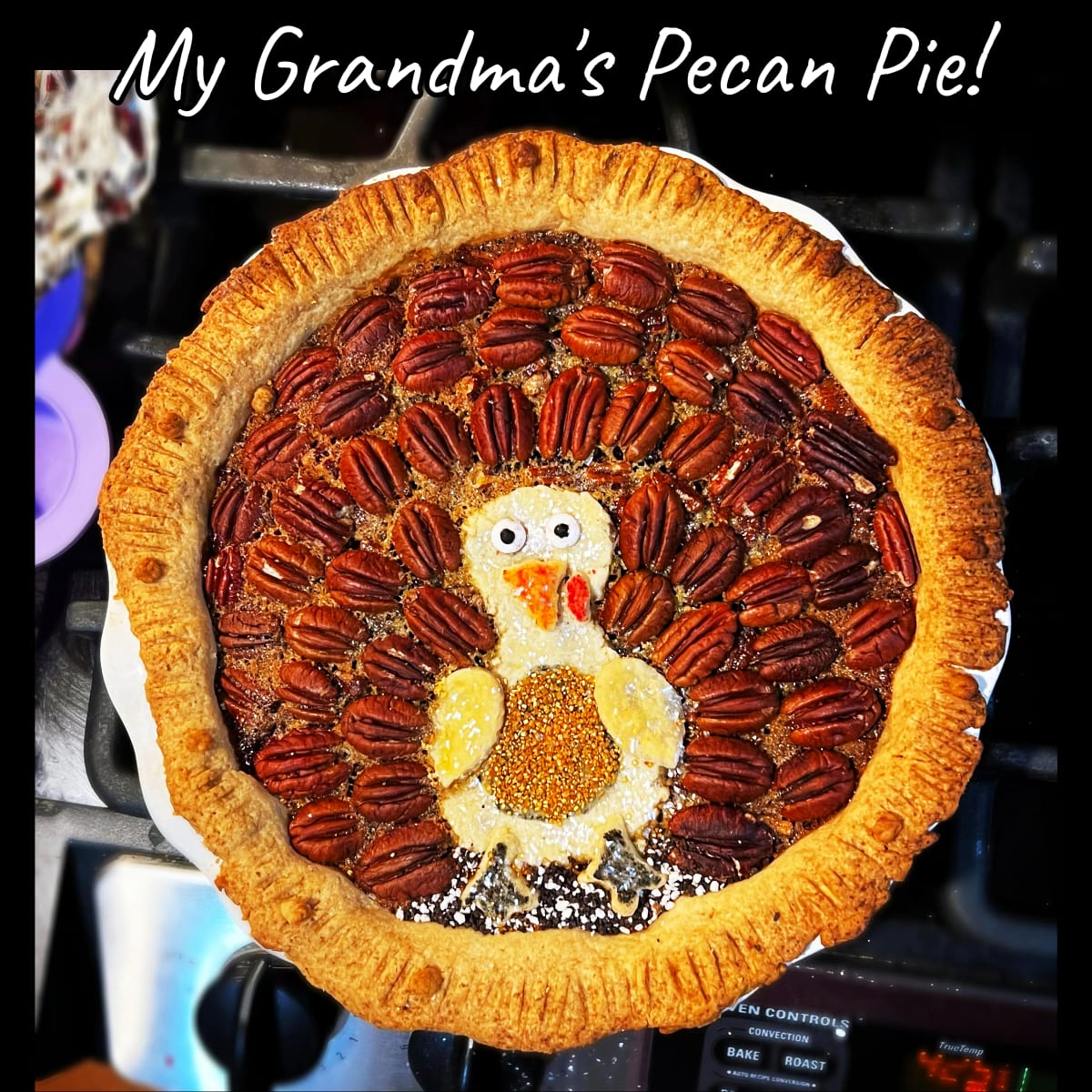Grandma's old-fashioned pecan pie for Thanksgiving potluck we do each year as a family reunion