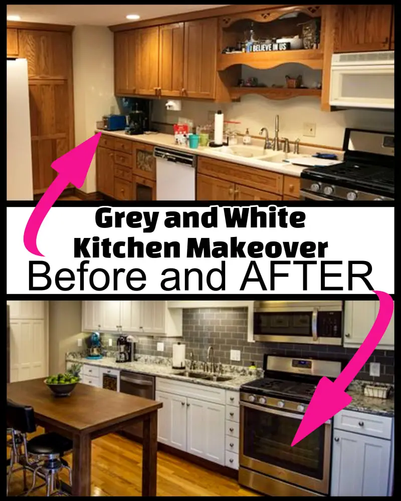 Grey and White Kitchen Makeover Ideas - Painted Kitchen Cabinets Before and After