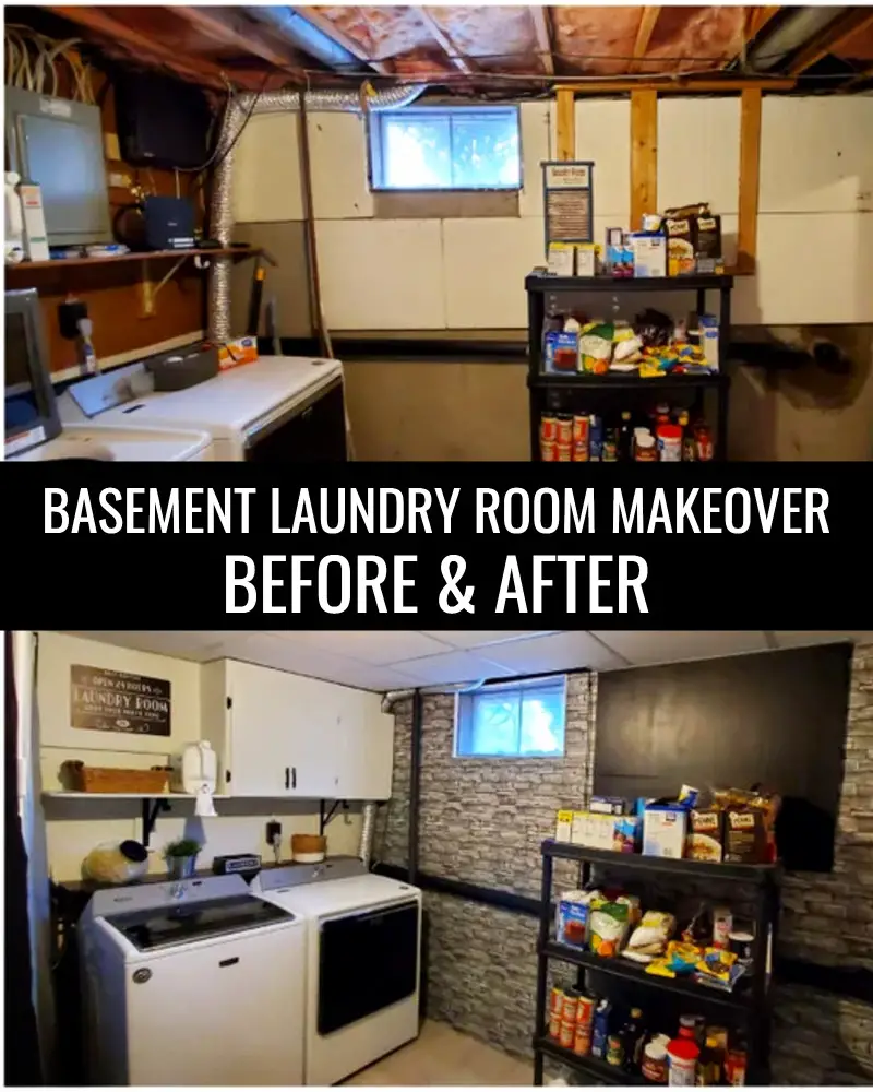 basement laundry room makeover before and after - small basement ideas on a budget