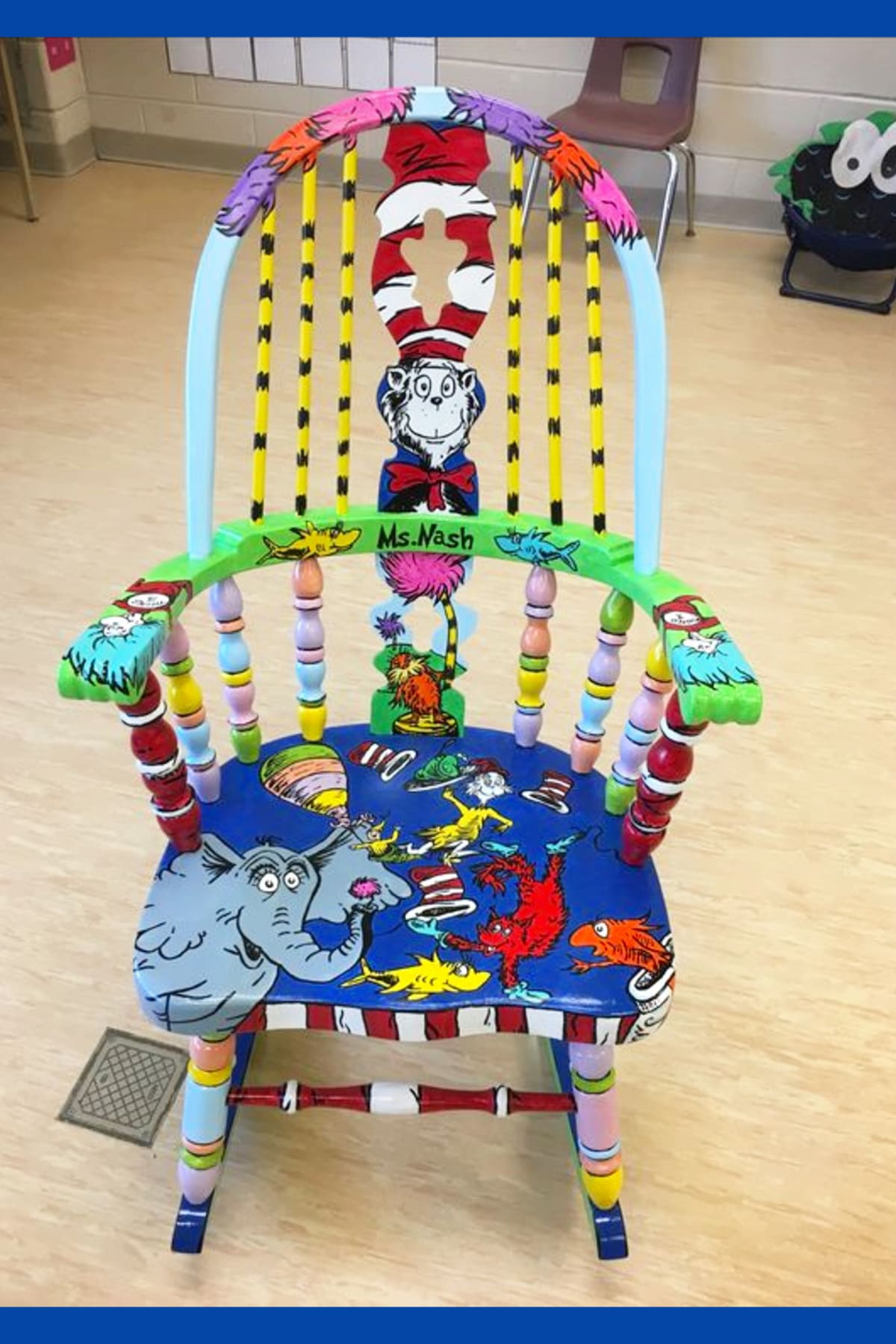 Dr Seuss reading chair - painted teacher rocking chairs for classrooms