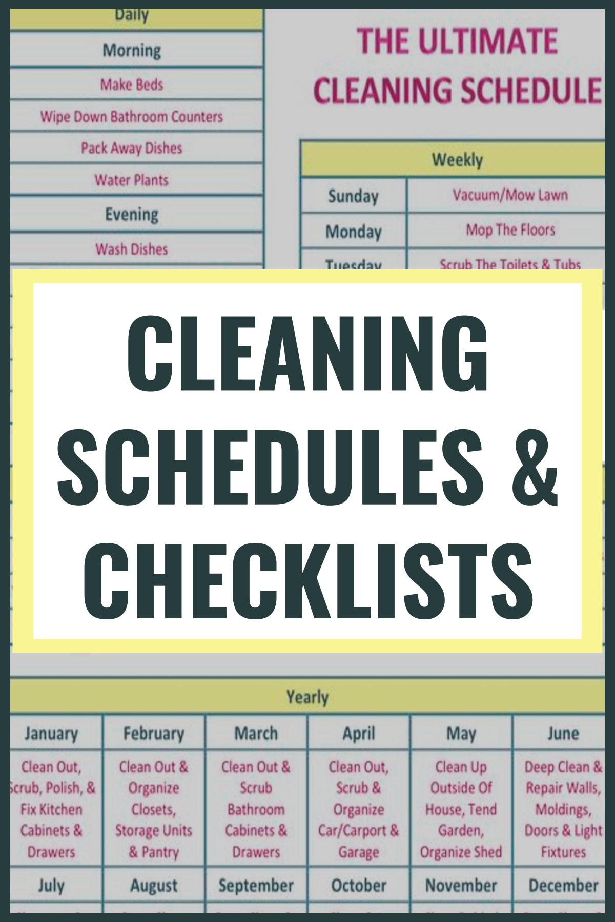 Keep Your House Clean Checklists