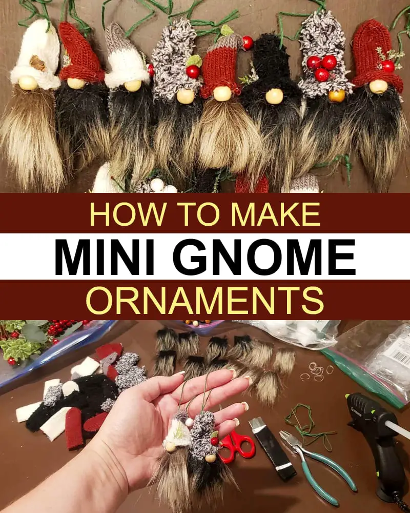 DIY Christmas gnome ornaments for your mini Christmas tree or gift tags - craft tutorial step by step
