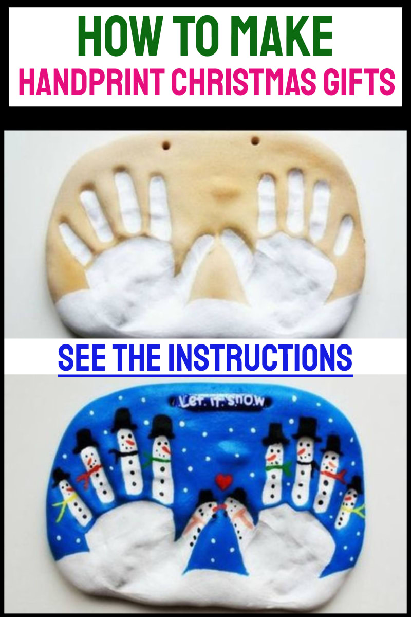 handprint Christmas crafts for kids- how to make handprint and footprint ornaments with salt dough