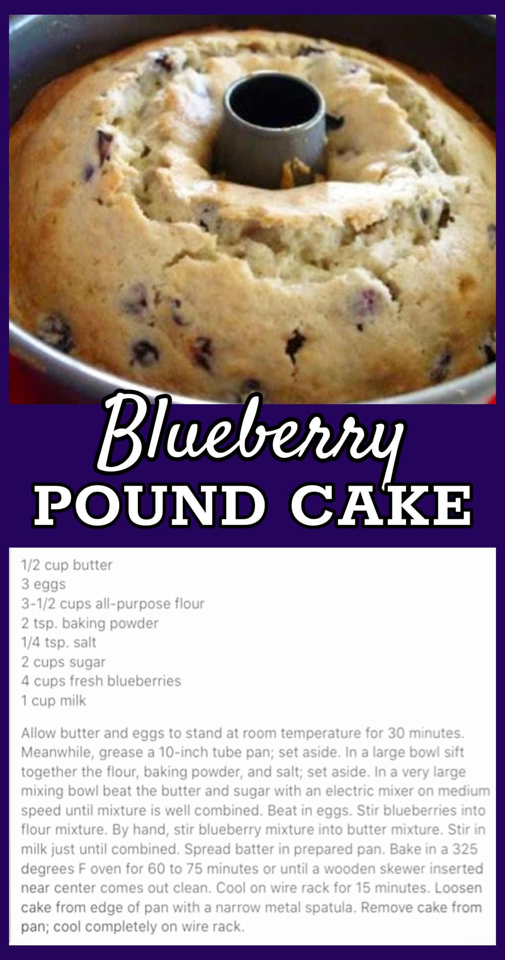 Blueberry Pound Cake - the perfect large batch bundt dessert for a crowd at your potluck party, work luncheon, church brunch or to serve with coffee at your book club