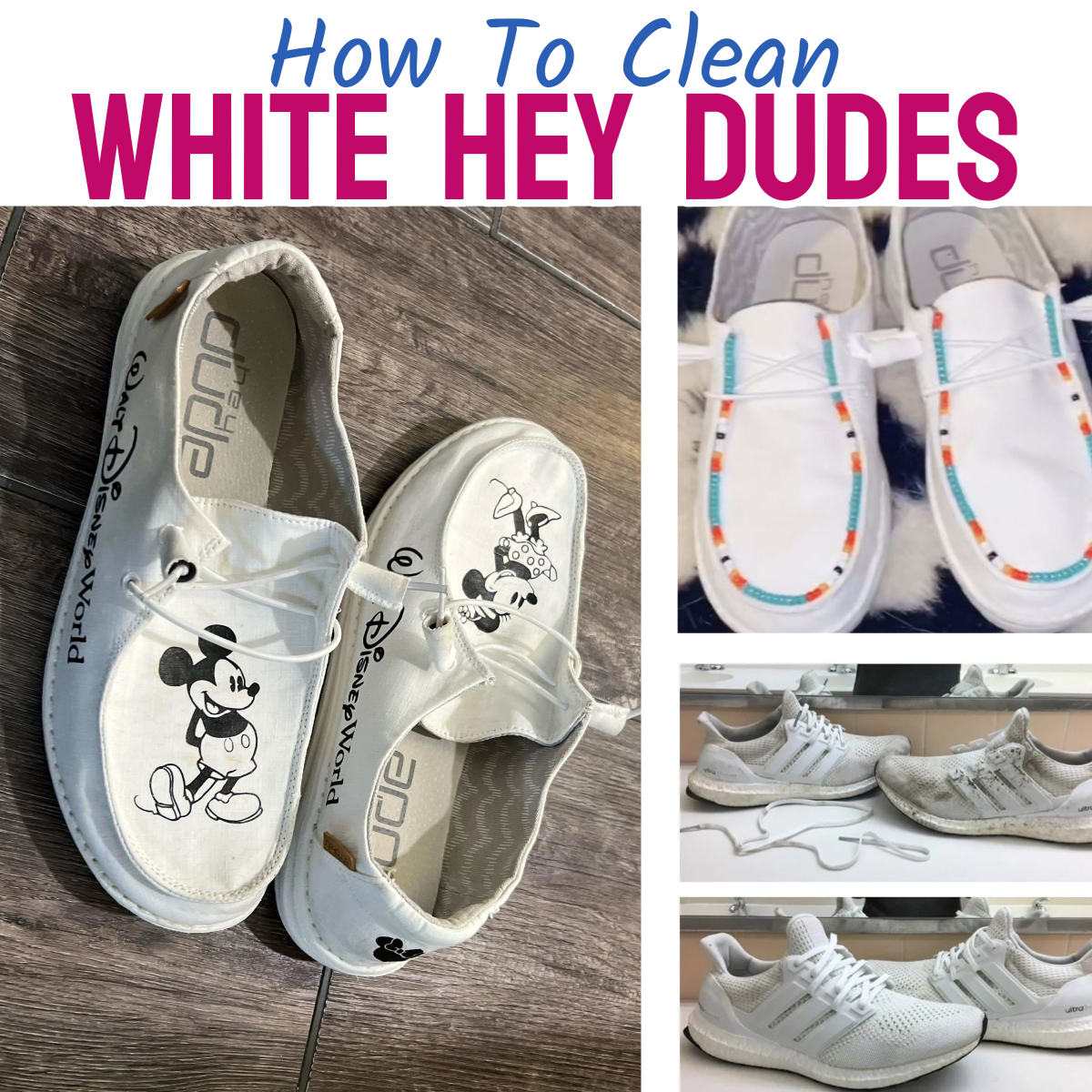 How to clean white Hey Dudes and white canvas shoes - get stains out and make them look brand new again
