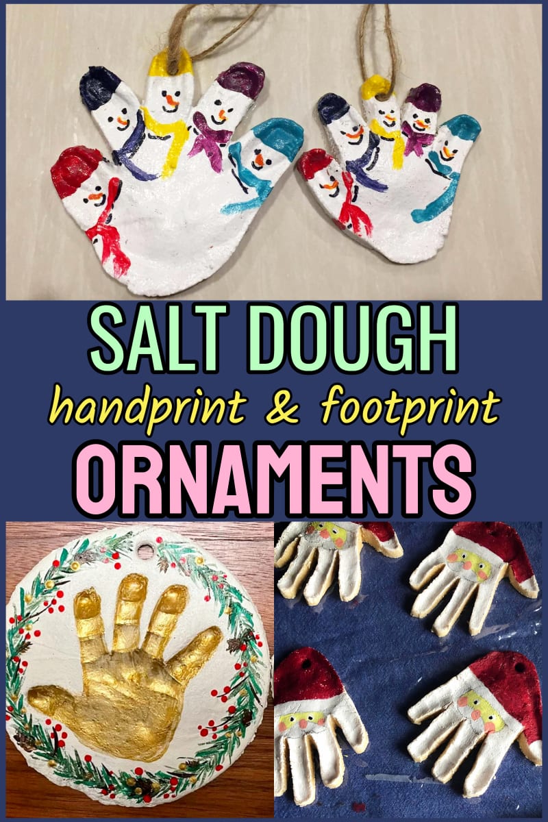 salt dough handprint and footprint ornaments - what an easy handmade gift idea for grandparents kids can make
