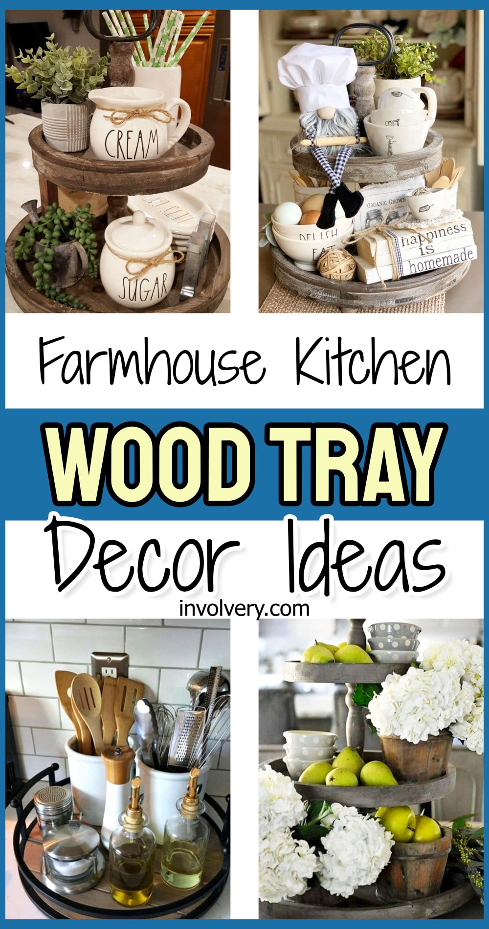 farmhouse kitchen wood tray decor ideas for wooden tiered trays