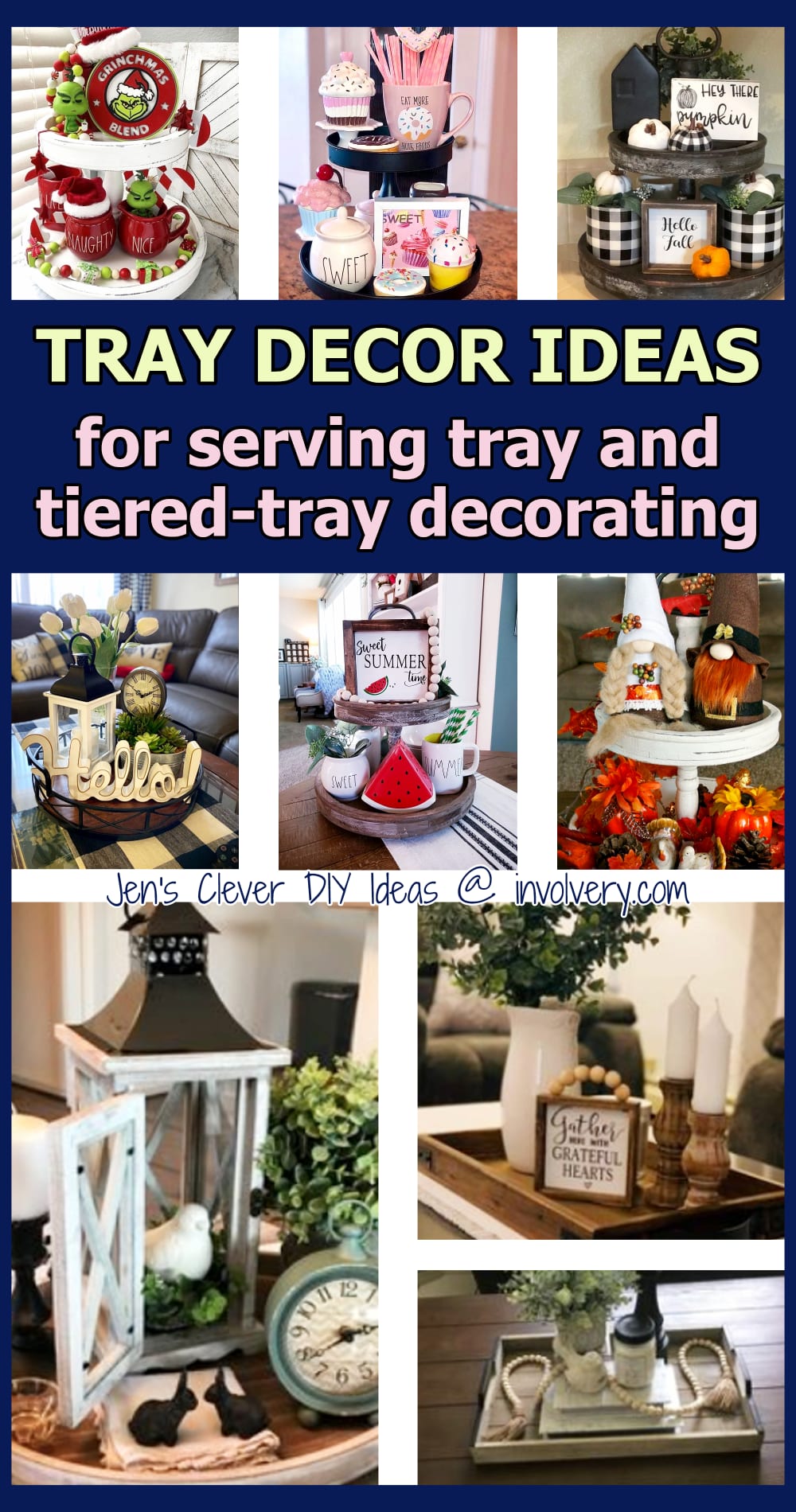 Tray decor ideas - tiered and wooden tray decorating and table tray decorating ideas for all Holidays, seasons, and decor themes for every room in your home