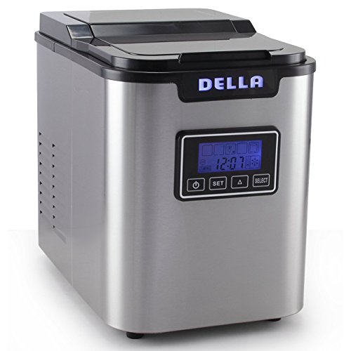 Della Electric Ice Maker Machine Express 26lbs/ Day with LCD Display Clock, Timer, Status -Stainless Steel