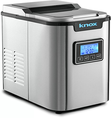 Knox Portable Ice Maker w/LCD Display - 2.8-Liter Water Reservoir, 3 Selectable Cube Sizes - Makes up to 27 Pounds of Ice Daily ,Stainless Steel