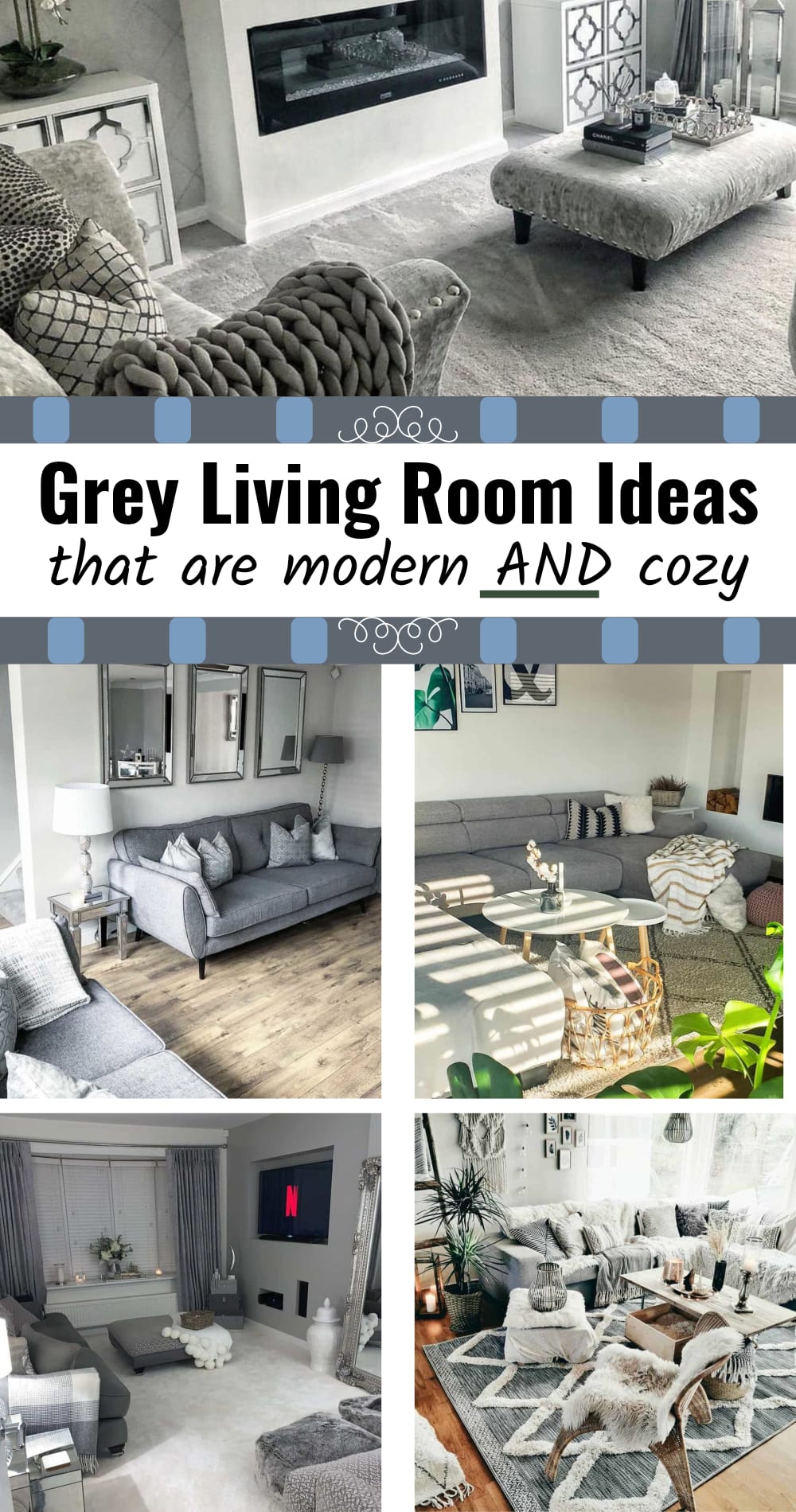 Living room ideas-grey living room ideas, color schemes, pops of color and more for a cozy grey living room.