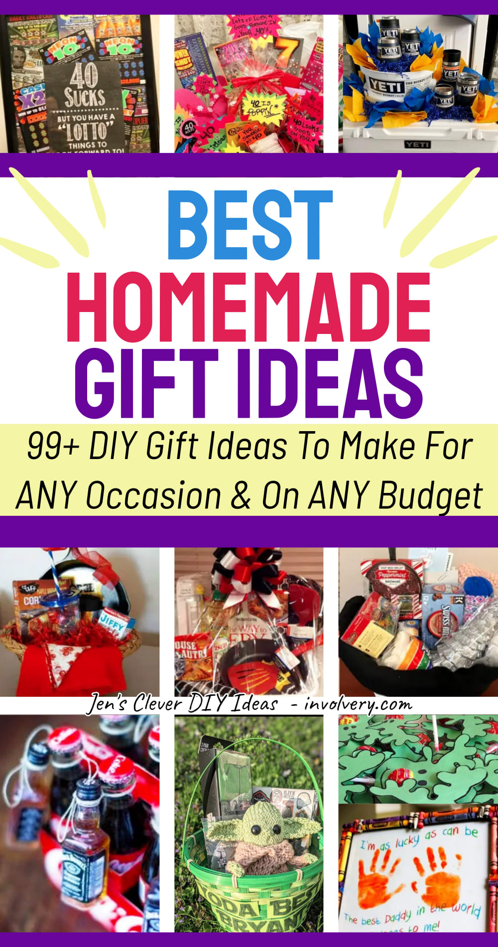 Best homemade gift ideas - 99+ DIY gift ideas to make for ANY occasion, holiday, party or fundraiser on ANY budget. Creative, inexpensive and EASY handmade gift baskets, presents and much more.