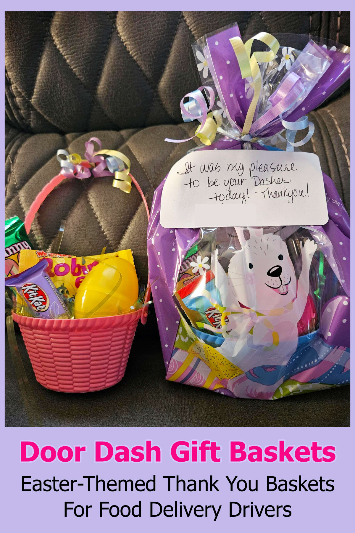 Homemade Gift Baskets - Easter-Themed Door dash gift basket ideas to make as thank you gift bags for food delivery customers