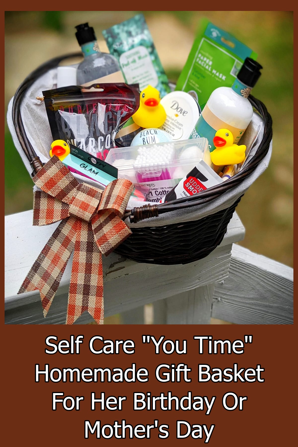 Homemade gift baskets for her birthday or Mother's Day - cute DIY 'You Time' gift basket idea for women