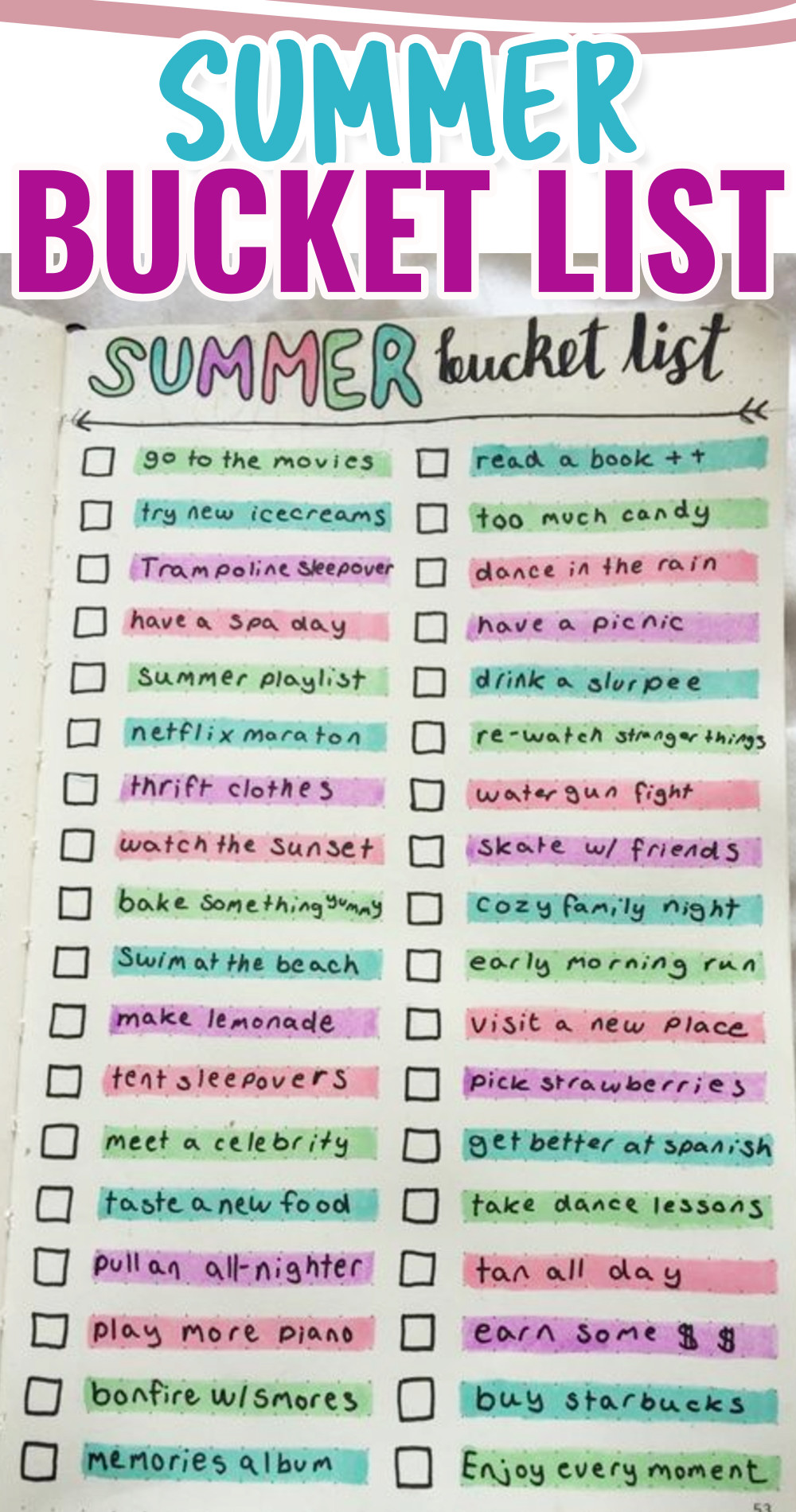 summer bucket list