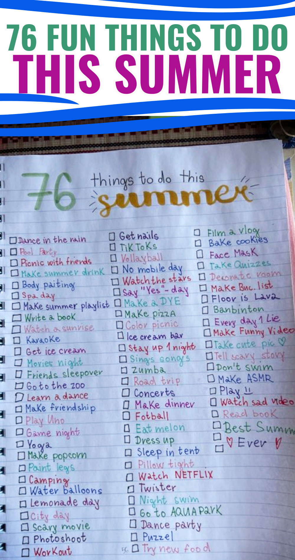 summer bucket list ideas of things to do