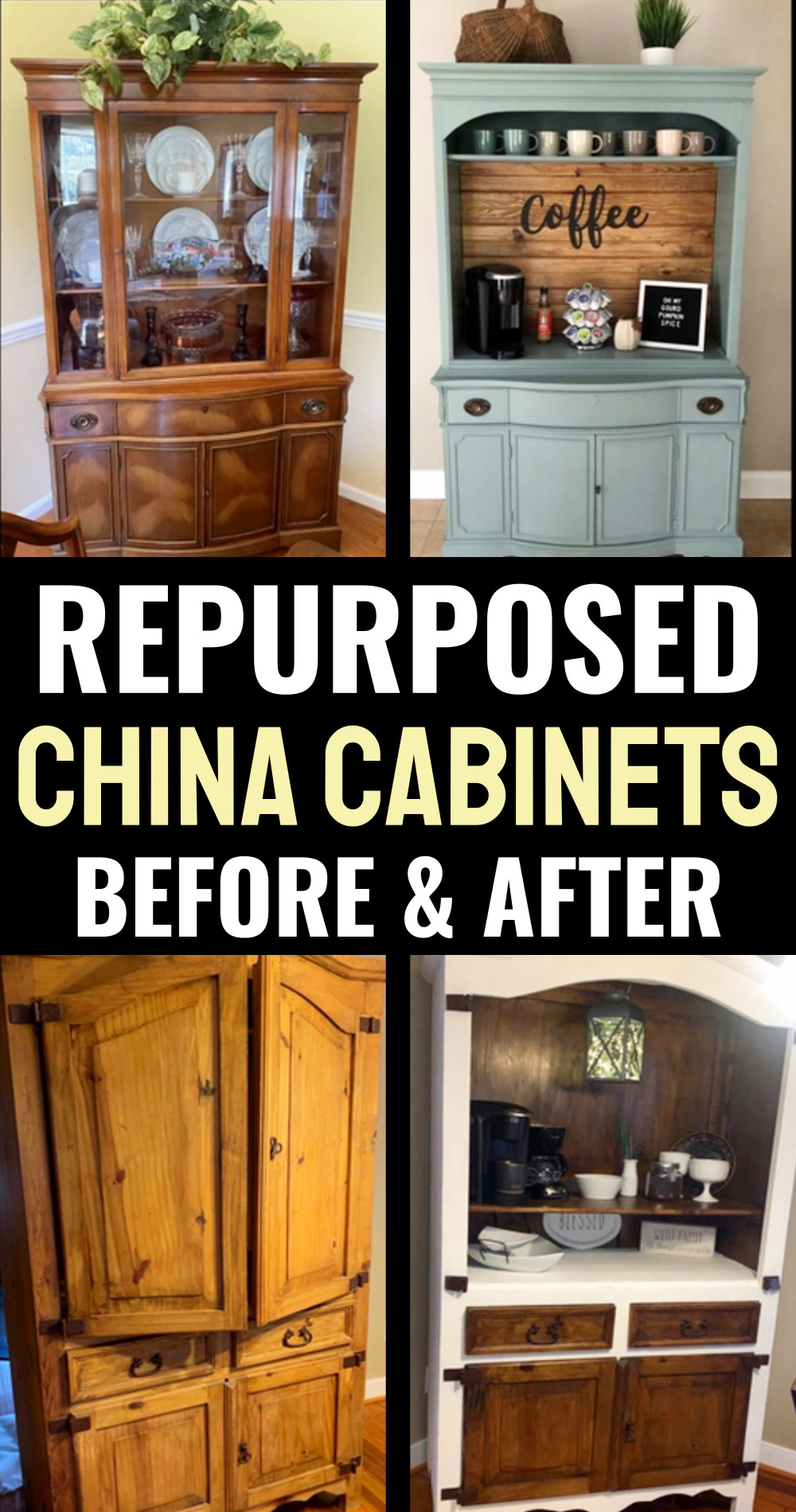Repurposed China Cabinets Before and After