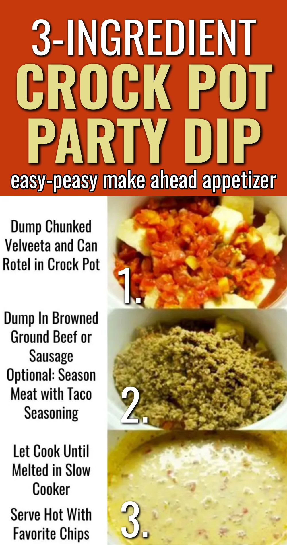 3-ingredient make ahead crockpot party dip