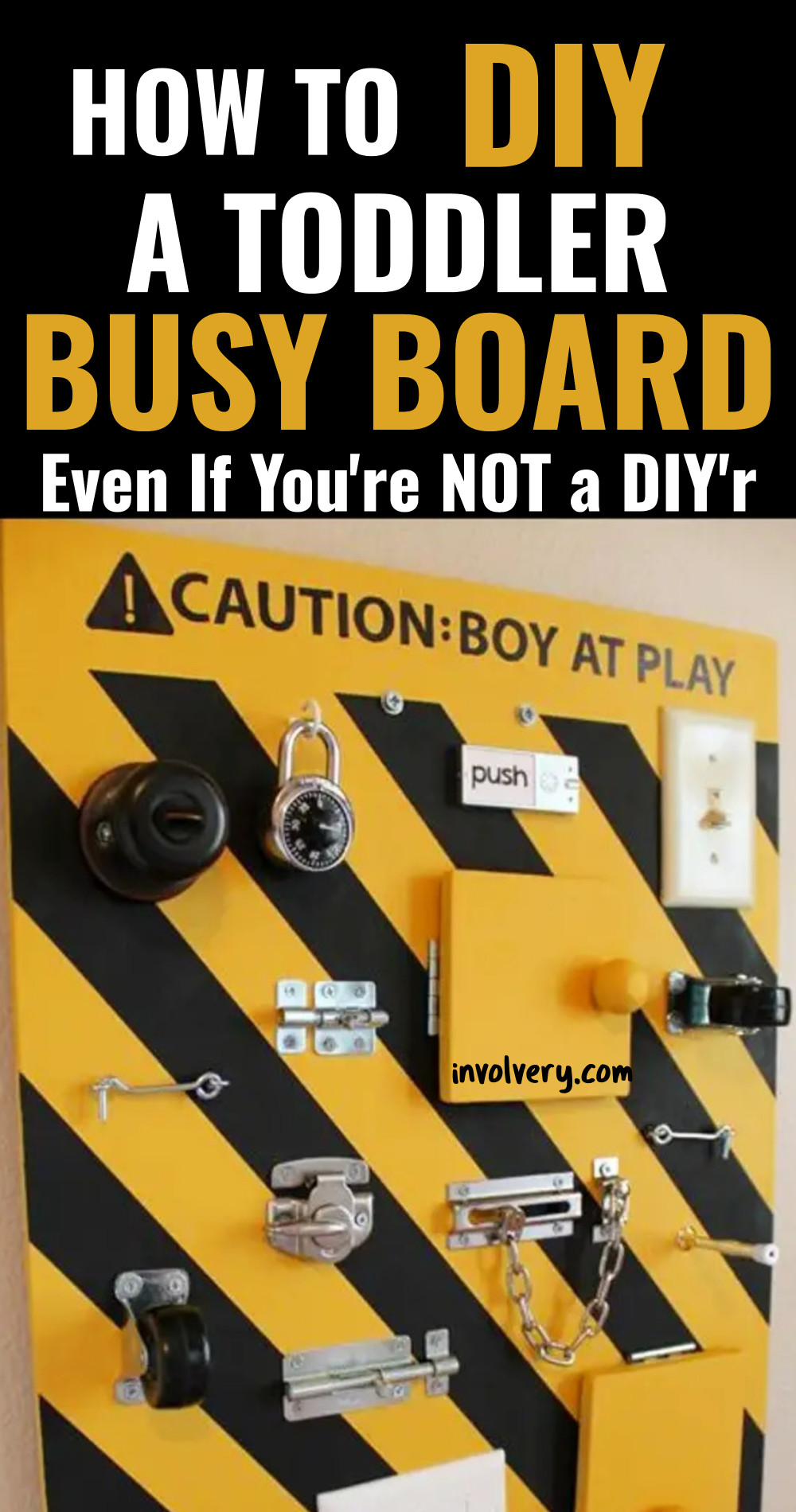 how to DIY a busy board for your toddler if you're not a DIY'r